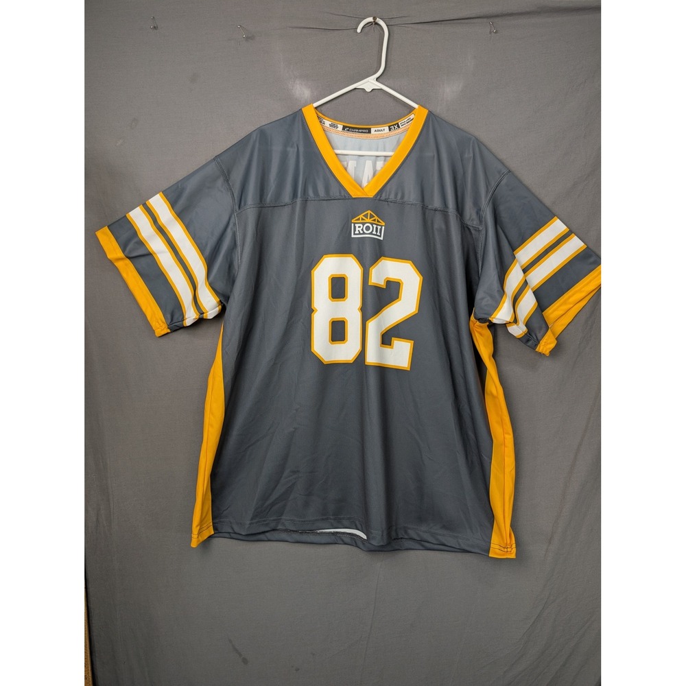 Champro Adult 3X Football Jersey Gray Yellow Fan 82 ROII J-FFJ1